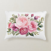 Pink Peonies Blumenbeere Blume Wasserfarben Dekokissen (Rückseite)