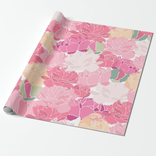 Pink Peonies Blumengarten Weibliche Blume Geschenkpapier (Ungerollt)