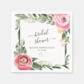 Pink Peonies Blumengebirge Brautparty Personalisie Serviette (Vorderseite)