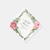 Pink Peonies Blumengebirge Brautparty Personalisie Serviette (Ecke)