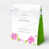 Pink Peonies Blumengrün Hochzeitstorte Box Geschenkschachtel (Vorderseite)