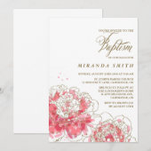 Pink Peonies | Blumentaufen Einladung (Vorne/Hinten)