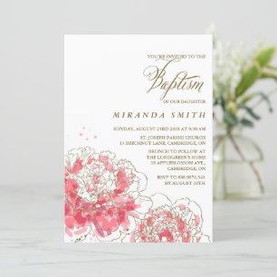 Pink Peonies   Blumentaufen Einladung