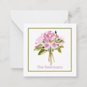 Pink Peonies Bouquet Green Border Gift Mitteilungskarte (Vorderseite)