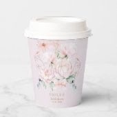 Pink Peonies Bow Wildblume Garden Brautparty Pappbecher (Vorderseite)