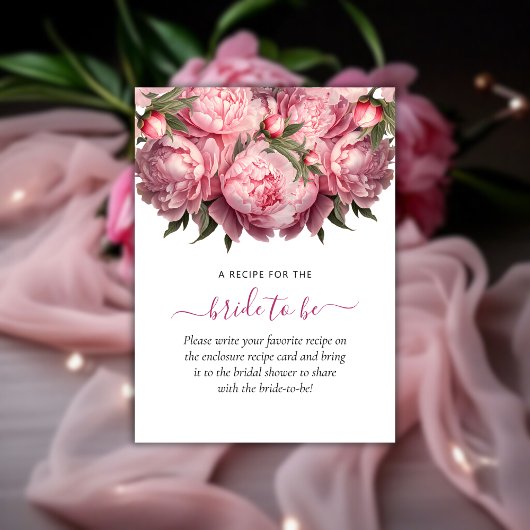 Pink Peonies Brautparty Begleitkarte