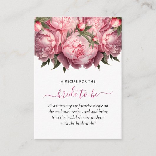 Pink Peonies Brautparty Begleitkarte (Vorderseite)