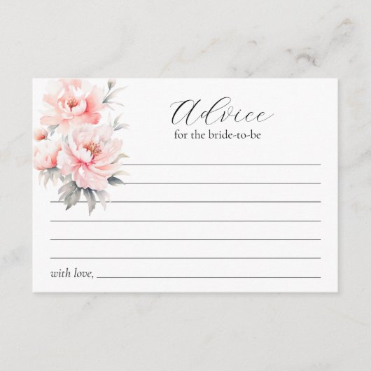 Pink Peonies Brautparty Beratung Hinweiskarte (Vorderseite)