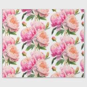 Pink Peonies Brautparty Geschenkpapier (Flach)
