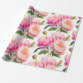 Pink Peonies Brautparty Geschenkpapier (Ungerollt)