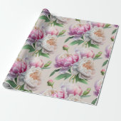 Pink Peonies Brautparty Geschenkpapier (Ungerollt)