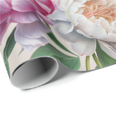 Pink Peonies Brautparty Geschenkpapier (Rolleneckpunkt)