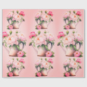 Pink Peonies Brautparty Geschenkpapier (Flach)