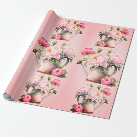 Pink Peonies Brautparty Geschenkpapier (Ungerollt)