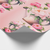 Pink Peonies Brautparty Geschenkpapier (Ecke)
