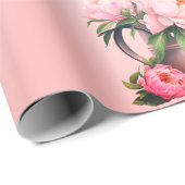 Pink Peonies Brautparty Geschenkpapier (Rolleneckpunkt)