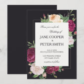 Pink peonies Budget Wedding Invitation Einladung (Vorne/Hinten)