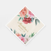 Pink Peonies Burgundy Floral Blätter Sweet 16 Serviette (Ecke)