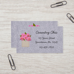 Pink Peonies Business Card Visitenkarte