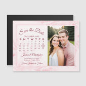 Pink Peonies Calendar & Photo Save the Date Magnet (Vorne/Hinten)