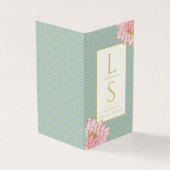 PINK PEONIES CHINOISERIE SAGE GRÜNE INITIALEN (Vorderseite)