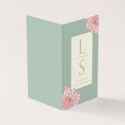 PINK PEONIES CHINOISERIE SAGE GRÜNE INITIALEN (Vorderseite)