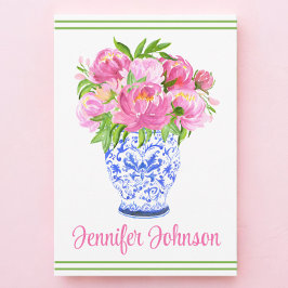 Pink Peonies Chinoiserie Vase Border Personalisier Dankeskarte