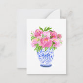 Pink Peonies Chinoiserie Vase Mitteilungskarte (Vorderseite)