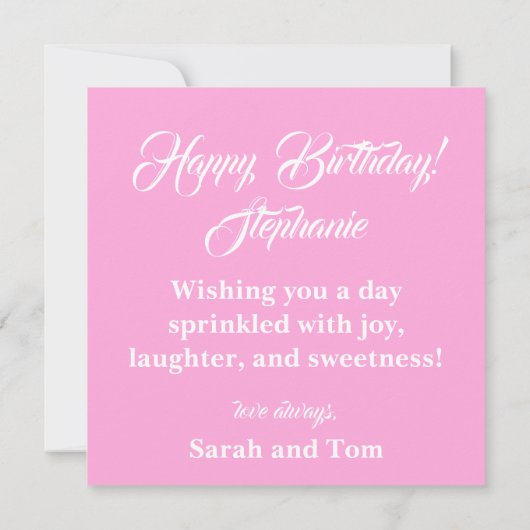 Pink Peonies Chocolate Geburtstag Personalisiert Karte (Rückseite)