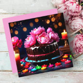 Pink Peonies Chocolate Geburtstag Personalisiert Karte
