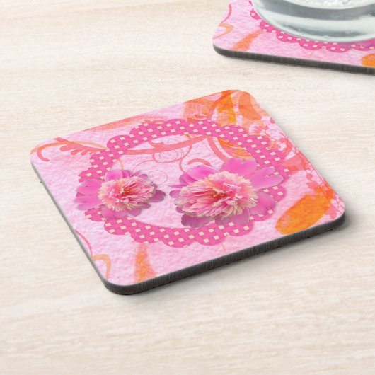 Pink Peonies Cork Untersetzer (Linke Seite)