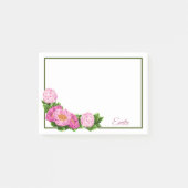 Pink Peonies Corner Border Post-It Notes Klebezettel (Vorderseite)