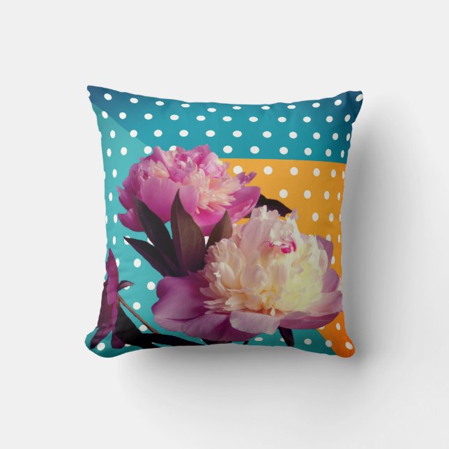Pink Peonies & Dots Custom Cushion Kissen (Vorderseite)