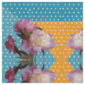Pink Peonies & Dots Custom Elfenbeingewebe Stoff (Nahaufnahme)