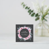 Pink Peonies | Dunkel Quadratische Visitenkarte (Stehend Vorderseite)