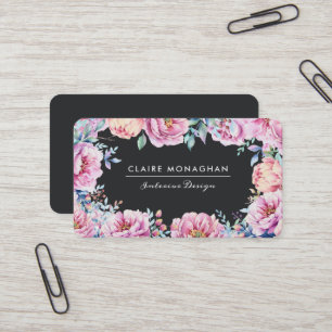 Pink Peonies   Dunkel Visitenkarte
