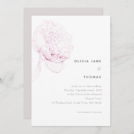 Pink Peonies Elegante Blumenkitzel Hochzeit Einladung