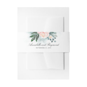 Pink Peonies Elegantes Hochzeitssemble für Wasserf Einladungsbanderole