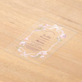 pink peonies First Holy Communion girl Acryleinladungen (Ablage )