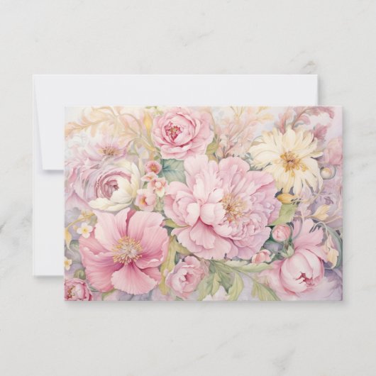 Pink peonies Flat Card Dankeskarte (Vorderseite)