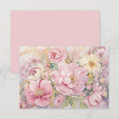 Pink peonies Flat Card Dankeskarte (Vorne/Hinten)