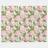 Pink Peonies Fleecedecke (Vorderseite (Horizontal))