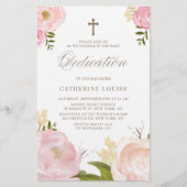 Pink Peonies Floral Baby Dedication Einladung (Vorderseite)