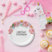 Pink Peonies Floral Elegante Hochzeit Pappteller (Party)