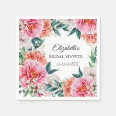 Pink Peonies Floral Eukalyptus Brautparty Serviette (Vorderseite)