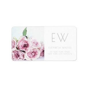 PINK PEONIES FLORAL FOTOGRAFIE ADRESSE ETIKETTIERU ADRESSAUFKLEBER