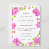 Pink Peonies Floral Magenta Hochzeit Einladung (Vorderseite)
