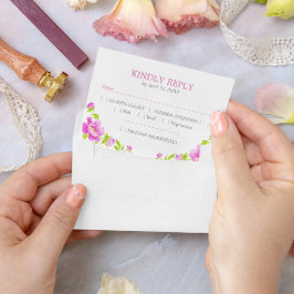 Pink Peonies Floral Magenta UAWG RSVP Karte