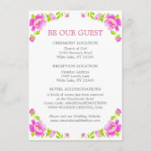 Pink Peonies Floral Silver Wedding Information Begleitkarte (Vorderseite)