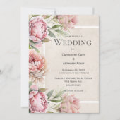 Pink Peonies Floral Watercolor Einladung zur Hochz (Vorderseite)